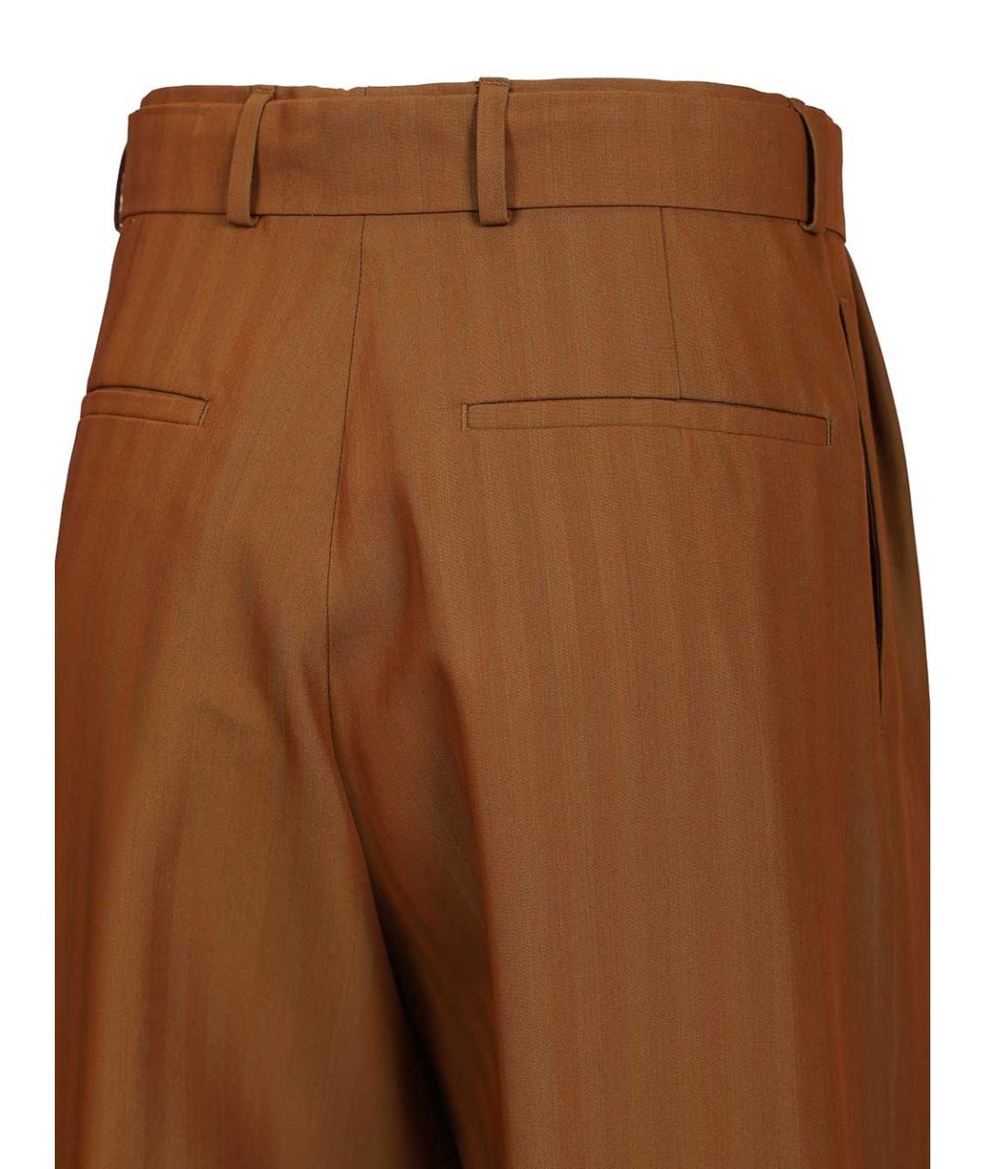 DRIES VAN NOTEN Коричневые шерстяные прямые брюки, фото 5