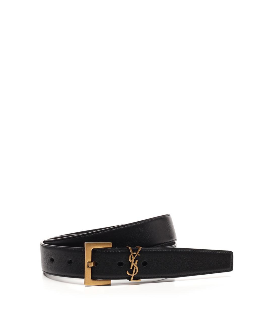 SAINT LAURENT Черный кожаный ремень, фото 3