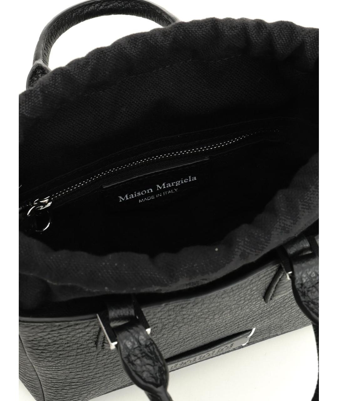 MAISON MARGIELA Черная кожаная сумка тоут, фото 4