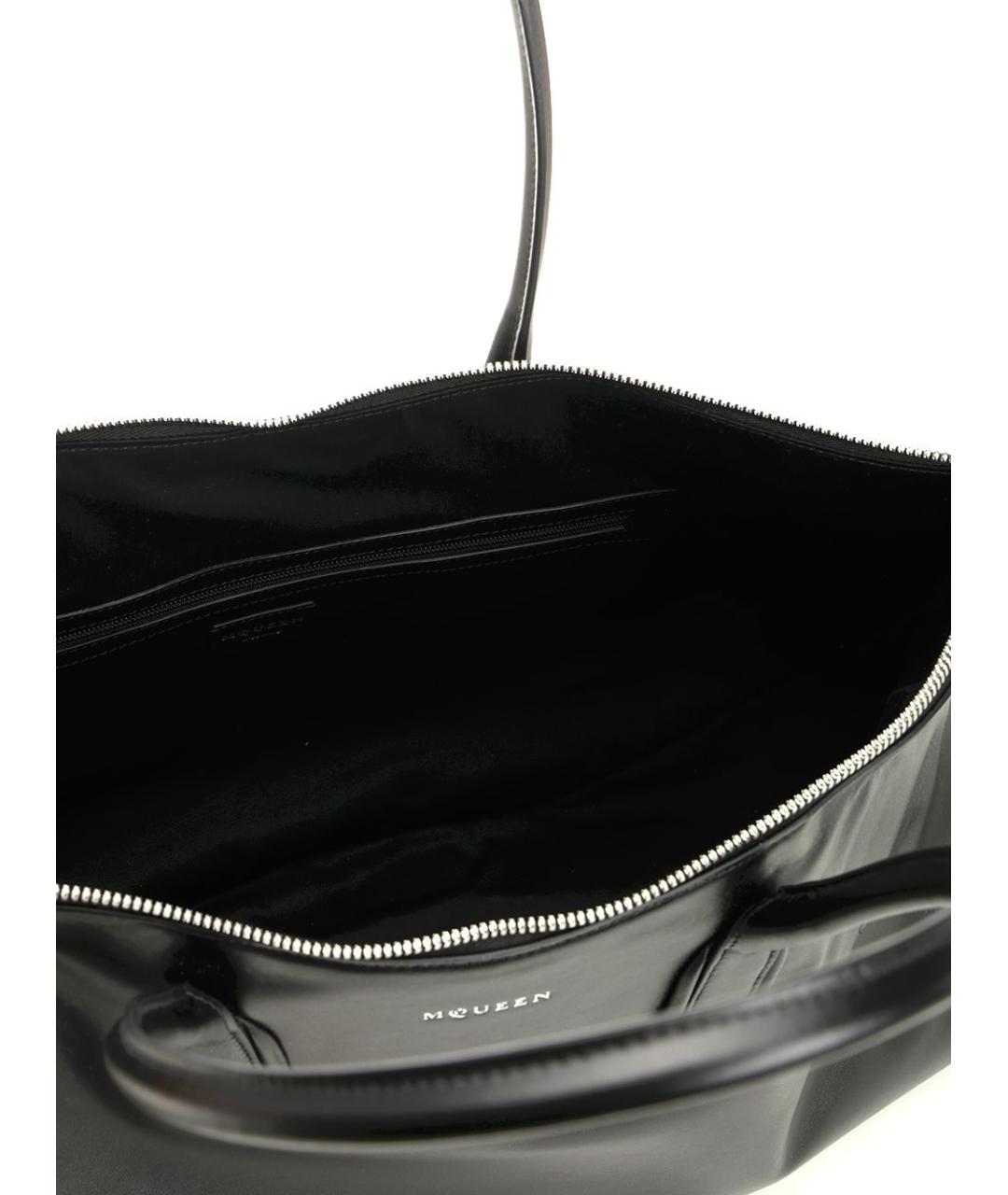 ALEXANDER MCQUEEN Черная кожаная сумка тоут, фото 4