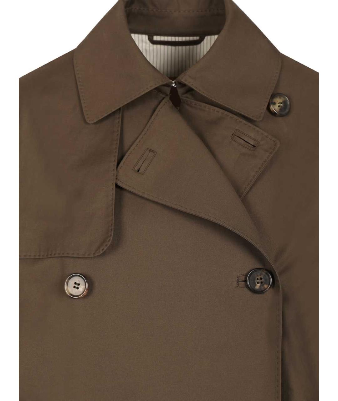 MAX MARA Коричневый хлопковый тренч/плащ, фото 4