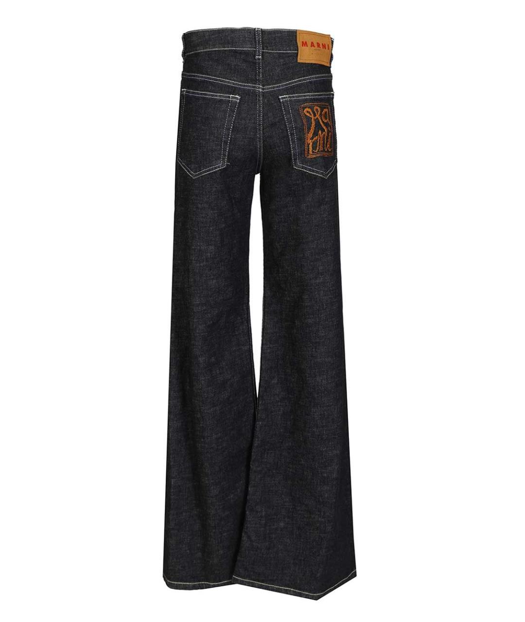 MARNI Темно-синие хлопковые прямые джинсы, фото 2