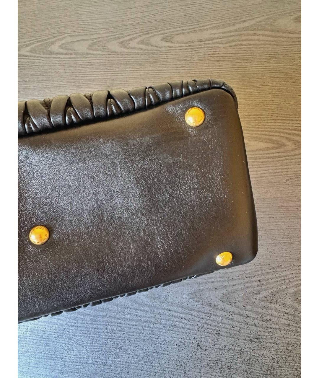 MIU MIU Черная кожаная сумка с короткими ручками, фото 7
