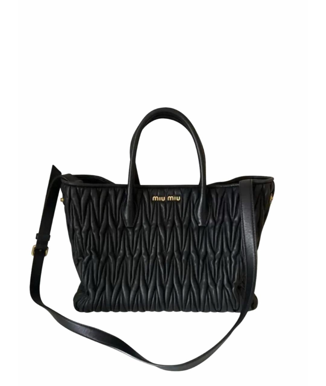 MIU MIU Черная кожаная сумка с короткими ручками, фото 1