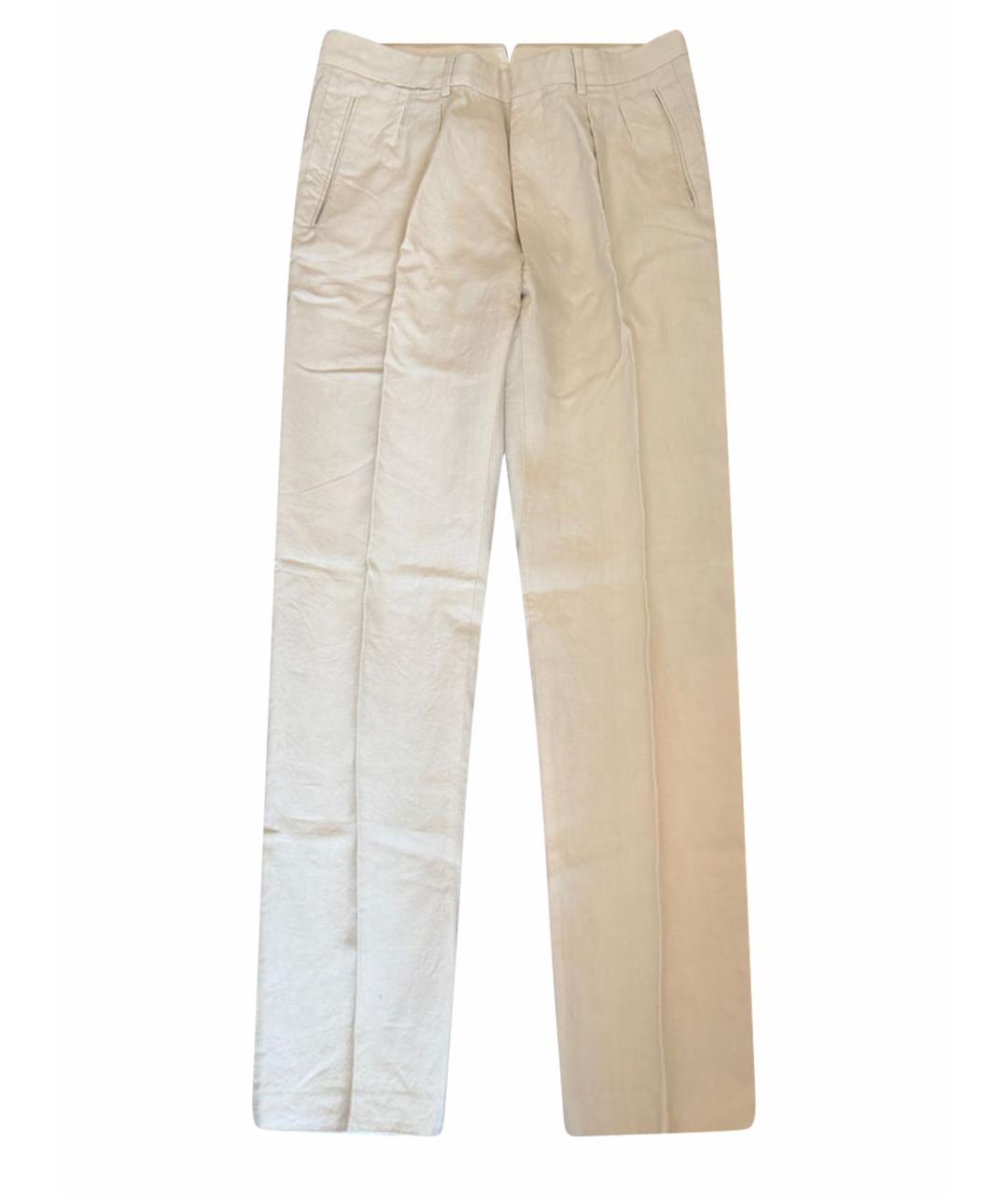 TOM FORD Бежевые льняные повседневные брюки, фото 1