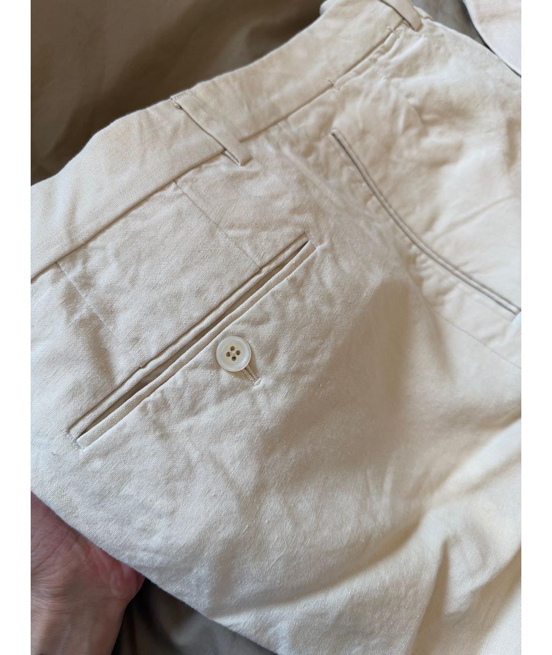 TOM FORD Бежевые льняные повседневные брюки, фото 4