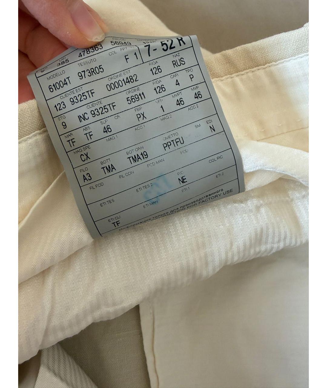 TOM FORD Бежевые льняные повседневные брюки, фото 6