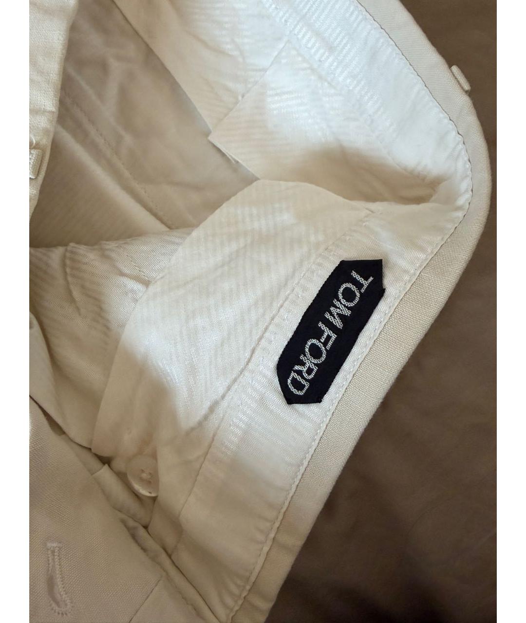 TOM FORD Бежевые льняные повседневные брюки, фото 3