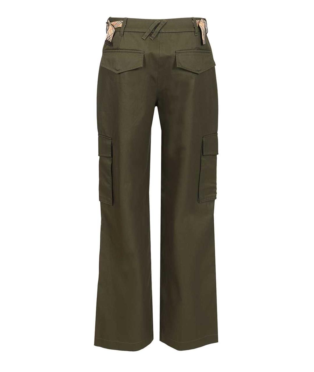 BURBERRY Хаки хлопковые прямые брюки, фото 2