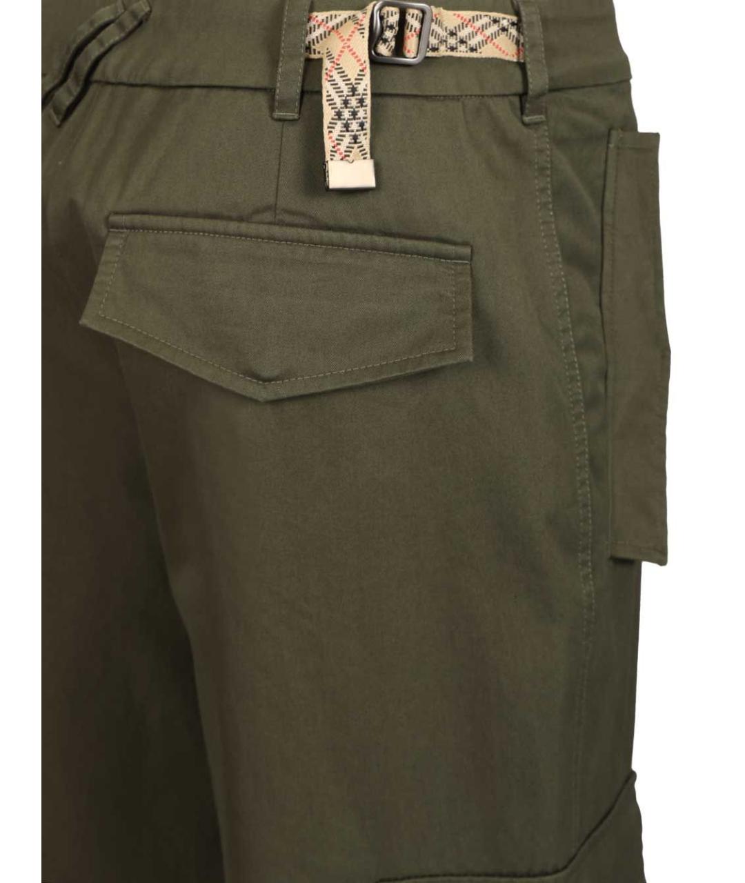 BURBERRY Хаки хлопковые прямые брюки, фото 5