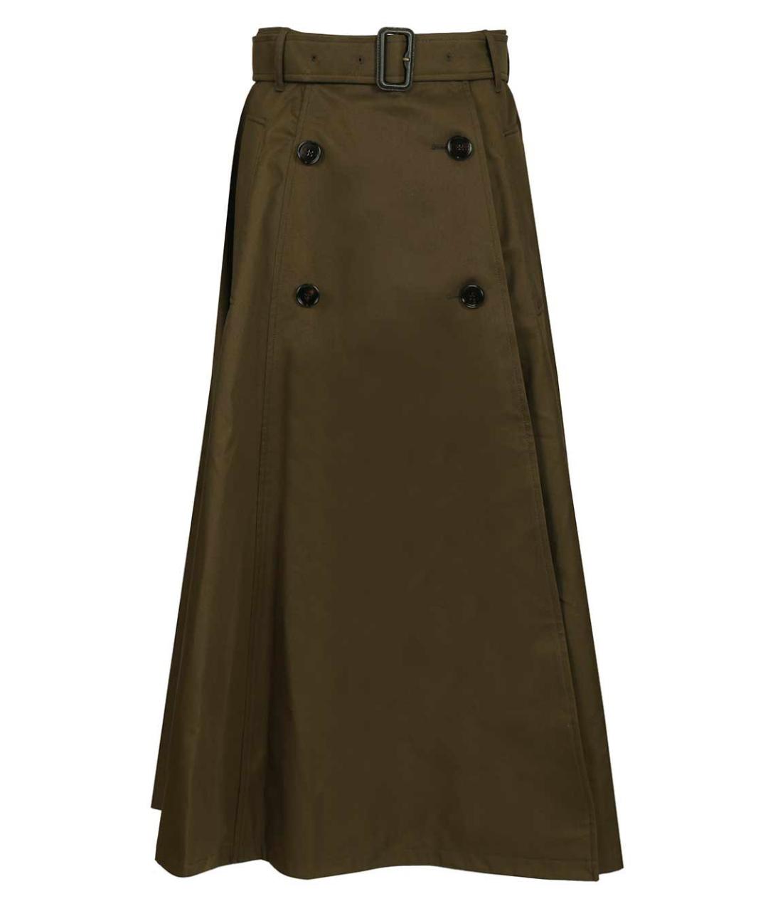BURBERRY Зеленая хлопковая юбка миди, фото 1