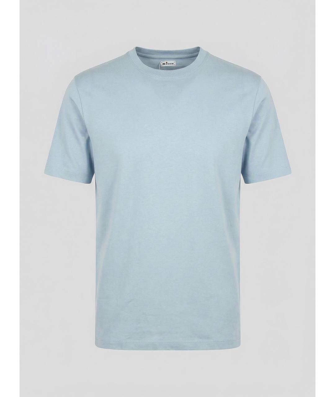 KITON Голубая хлопковая футболка, фото 8