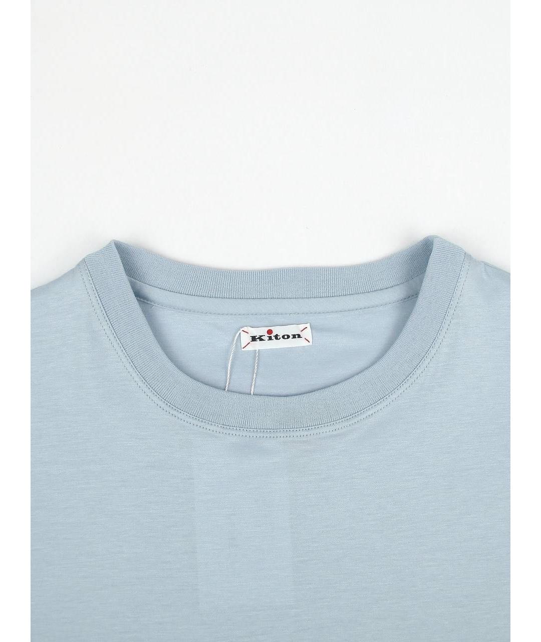 KITON Голубая хлопковая футболка, фото 3
