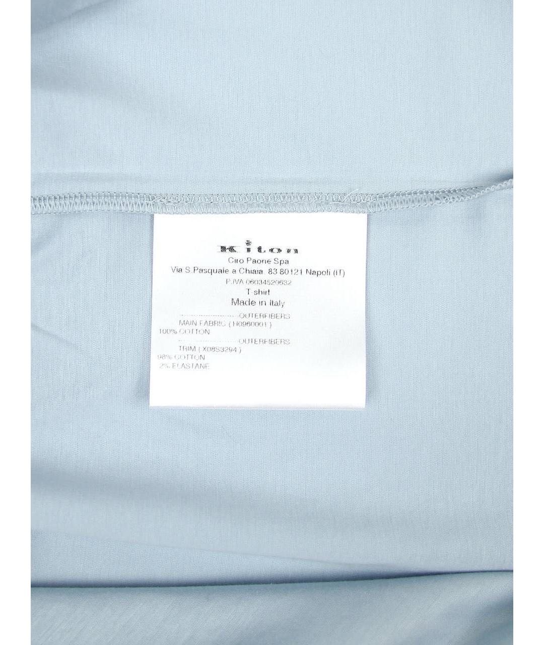 KITON Голубая хлопковая футболка, фото 7
