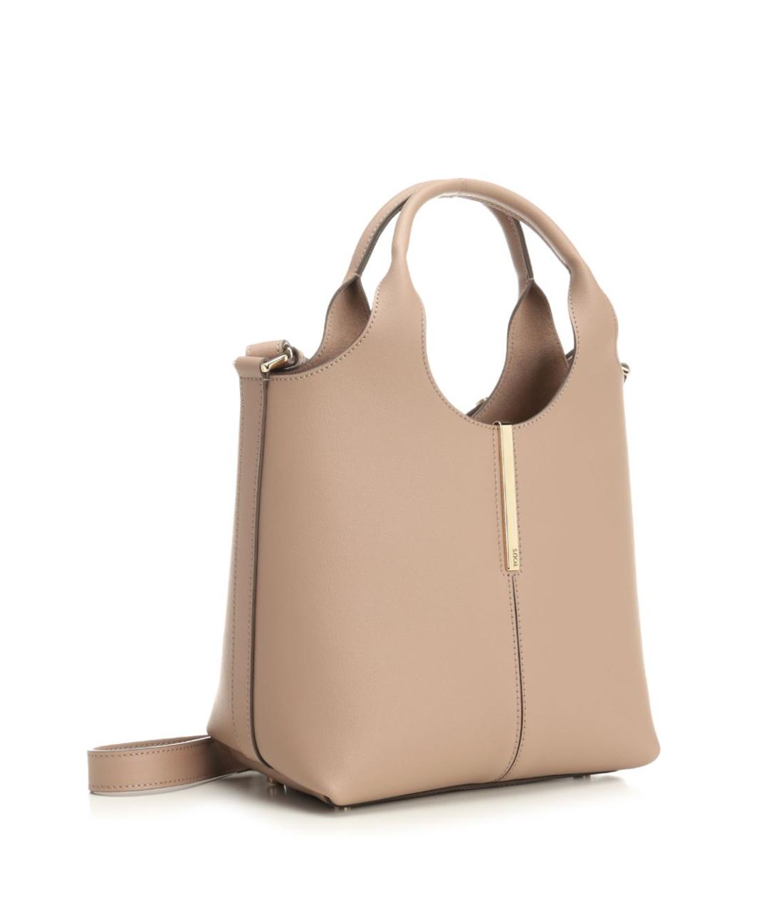 TOD'S Бежевая кожаная сумка тоут, фото 2