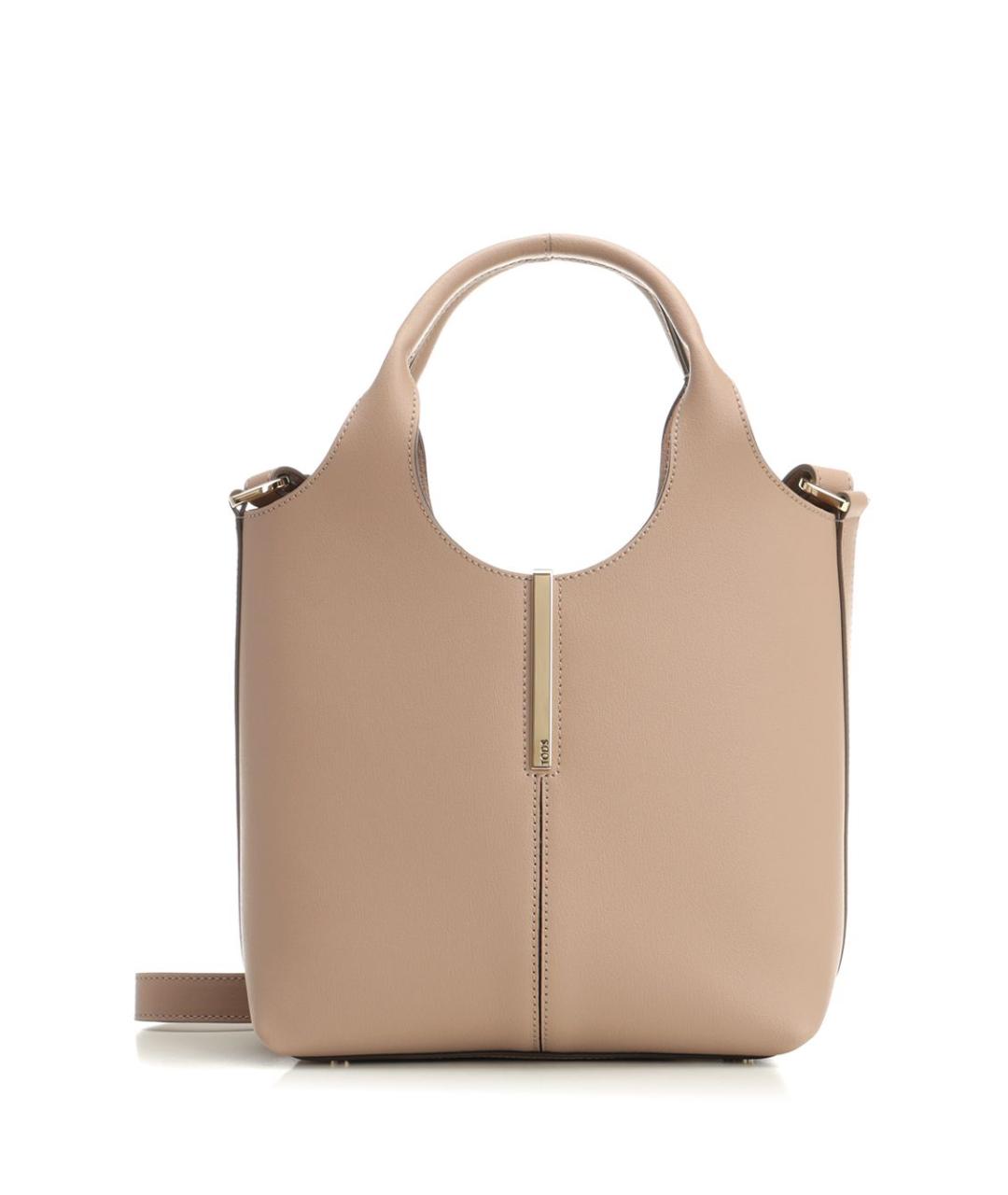 TOD'S Бежевая кожаная сумка тоут, фото 1