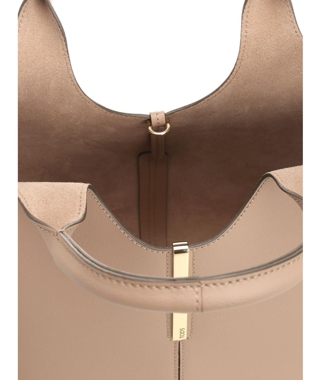 TOD'S Бежевая кожаная сумка тоут, фото 4