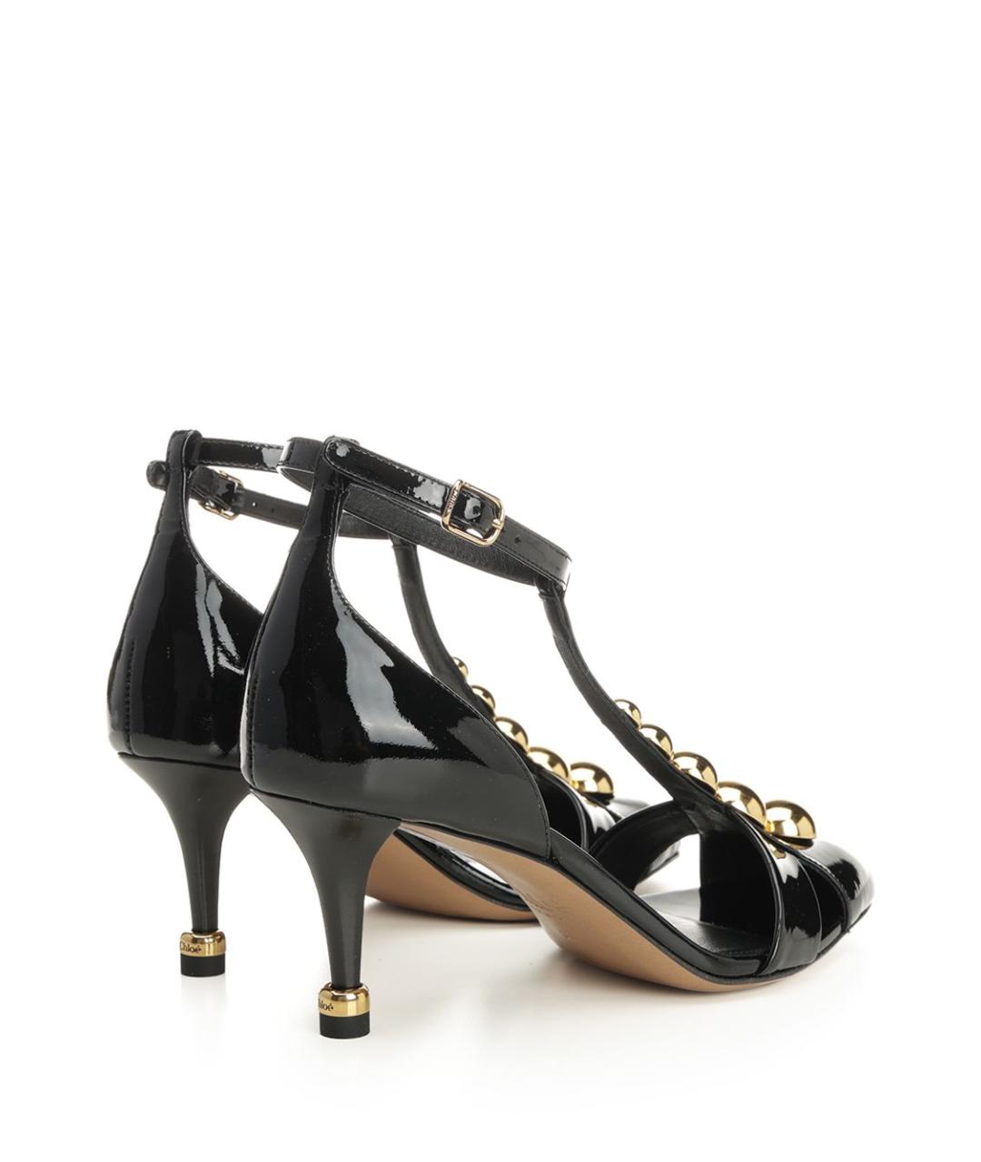 CHLOE Черные босоножки из лакированной кожи, фото 3