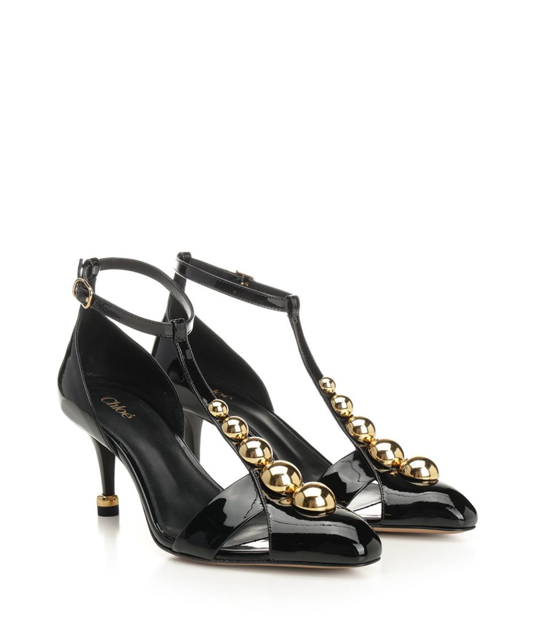 CHLOE Черные босоножки из лакированной кожи, фото 2