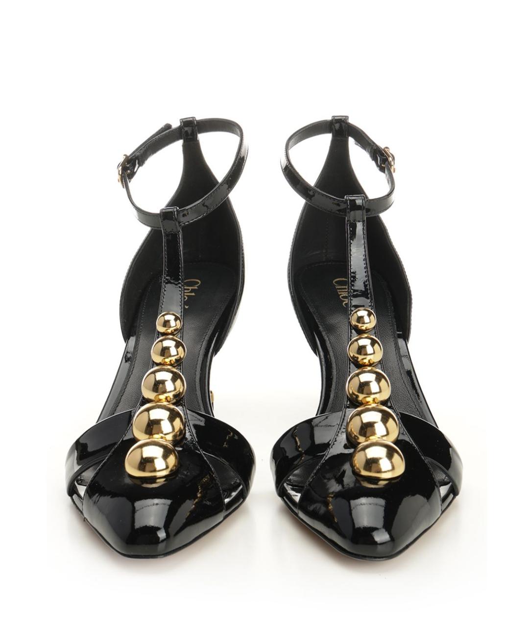 CHLOE Черные босоножки из лакированной кожи, фото 5