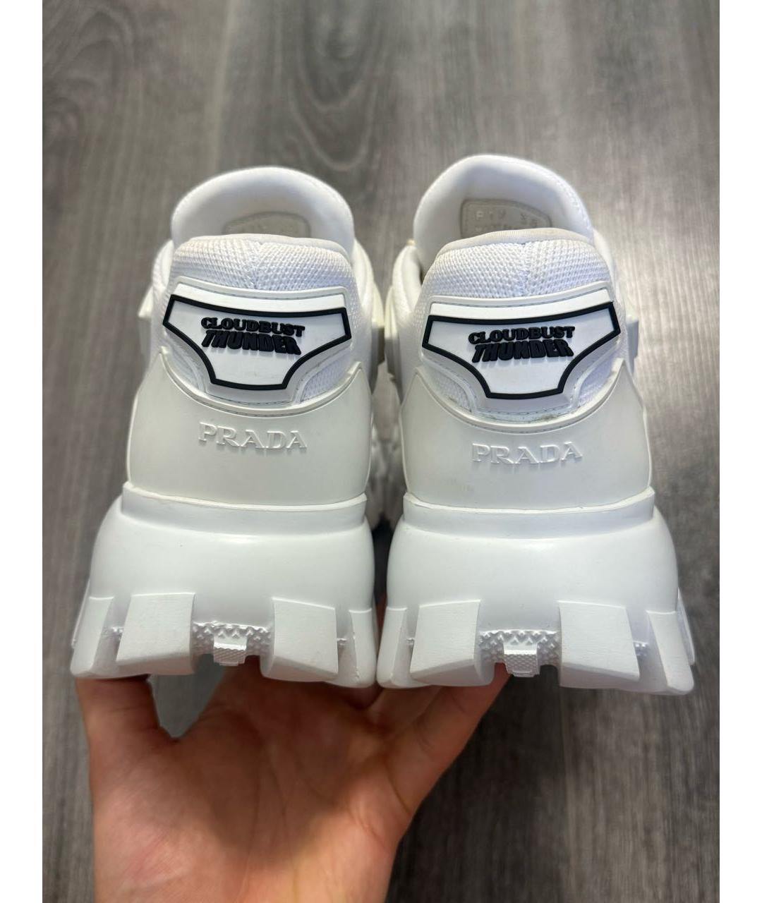 PRADA Белые синтетические кроссовки, фото 4