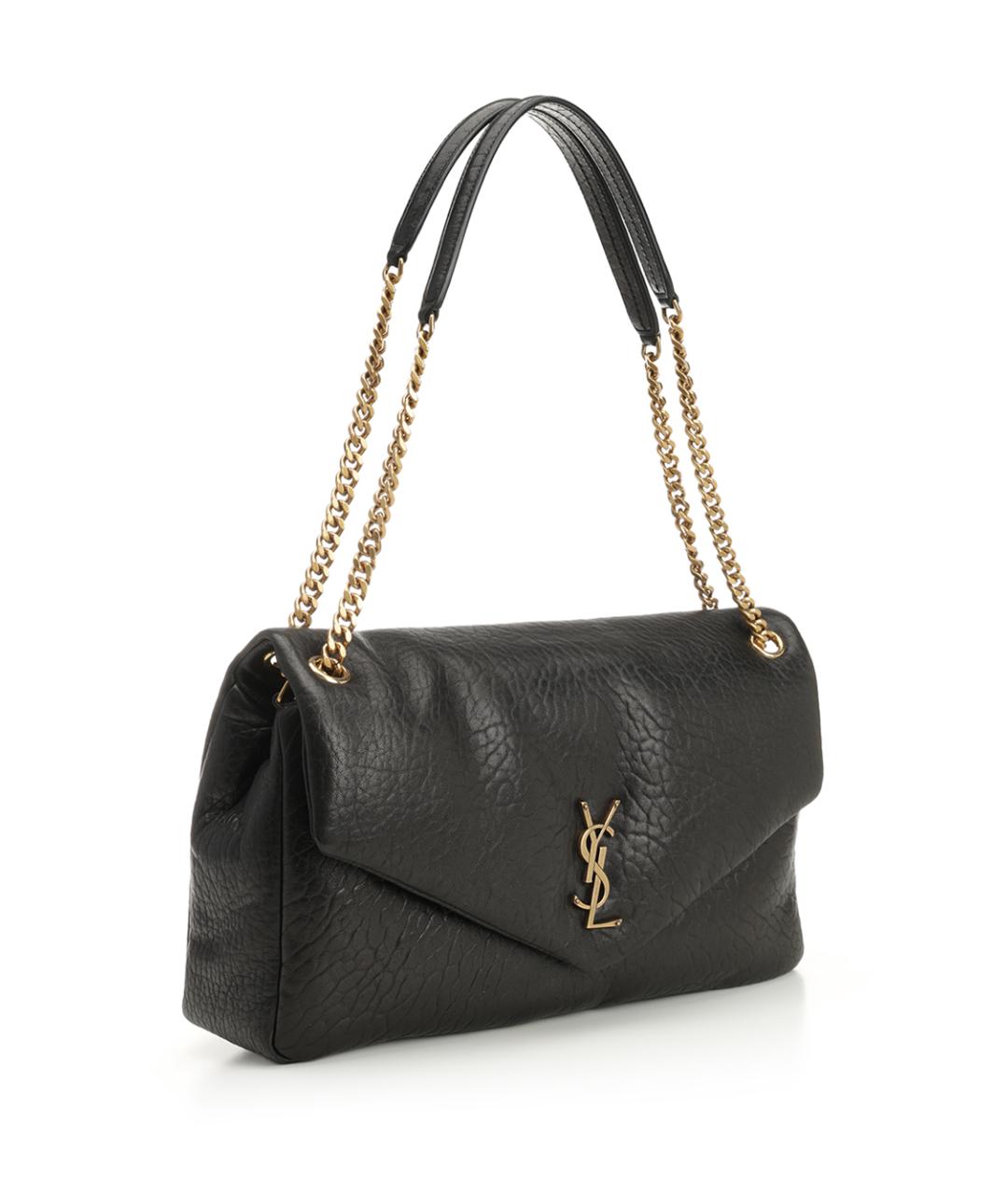 SAINT LAURENT Черная кожаная сумка через плечо, фото 2
