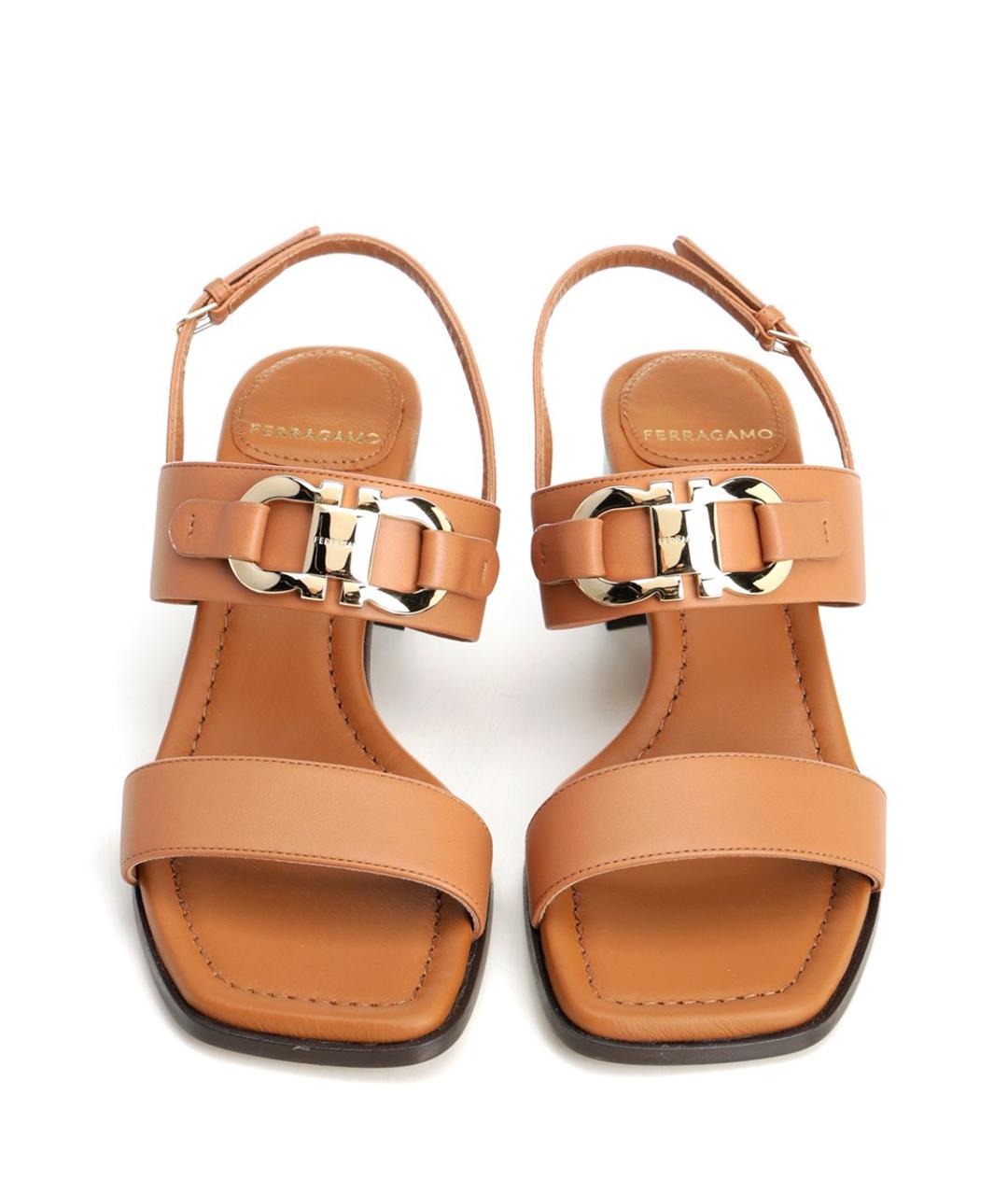 FERRAGAMO Коричневые кожаные босоножки, фото 5