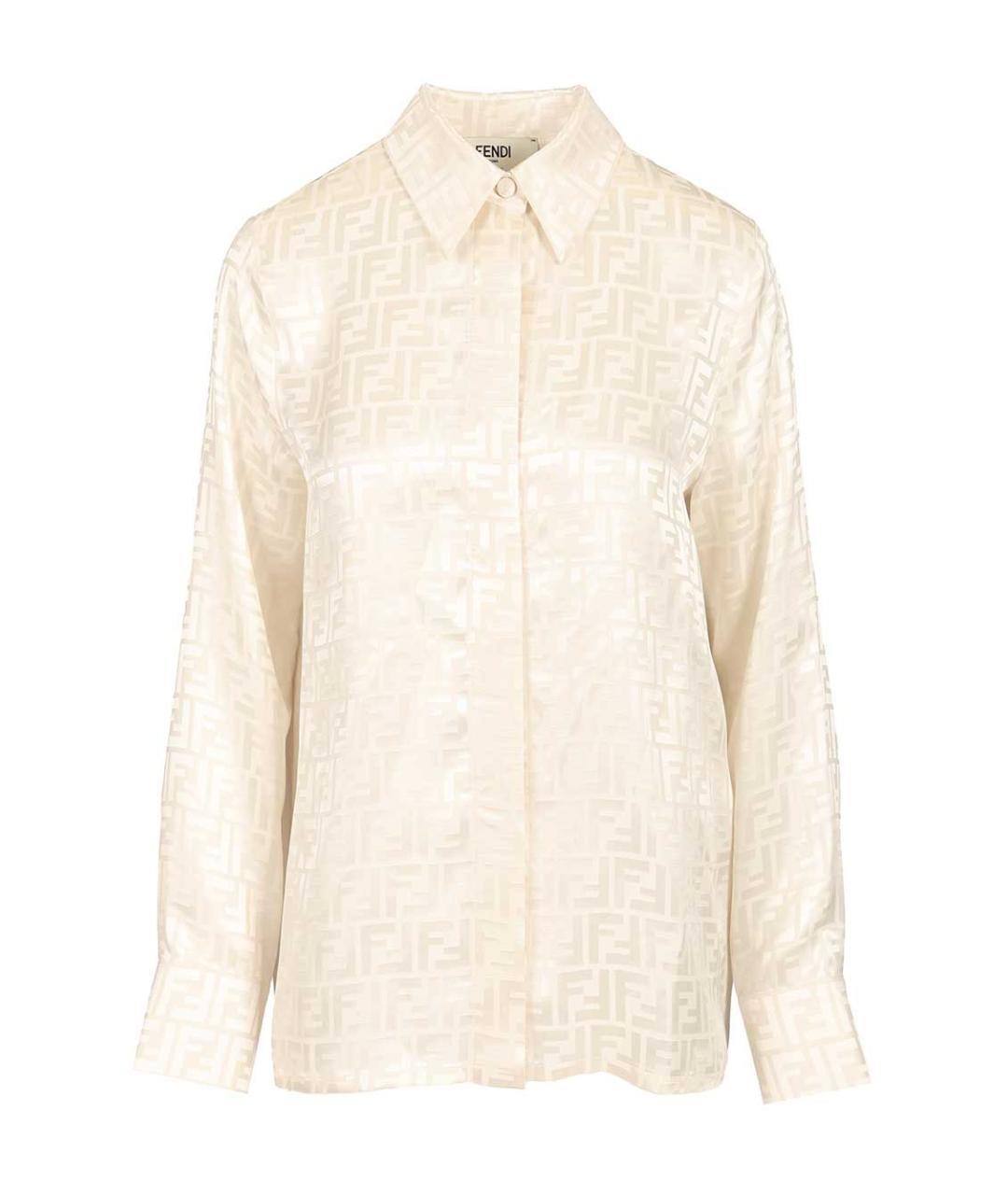 FENDI Бежевая шелковая рубашка, фото 1