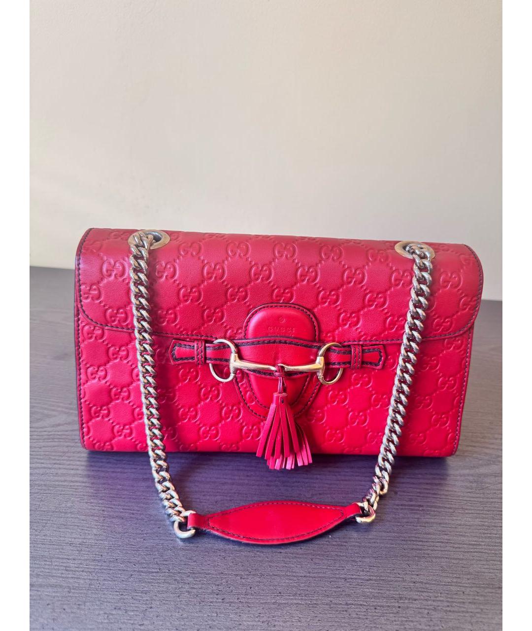 GUCCI Красная кожаная сумка через плечо, фото 8