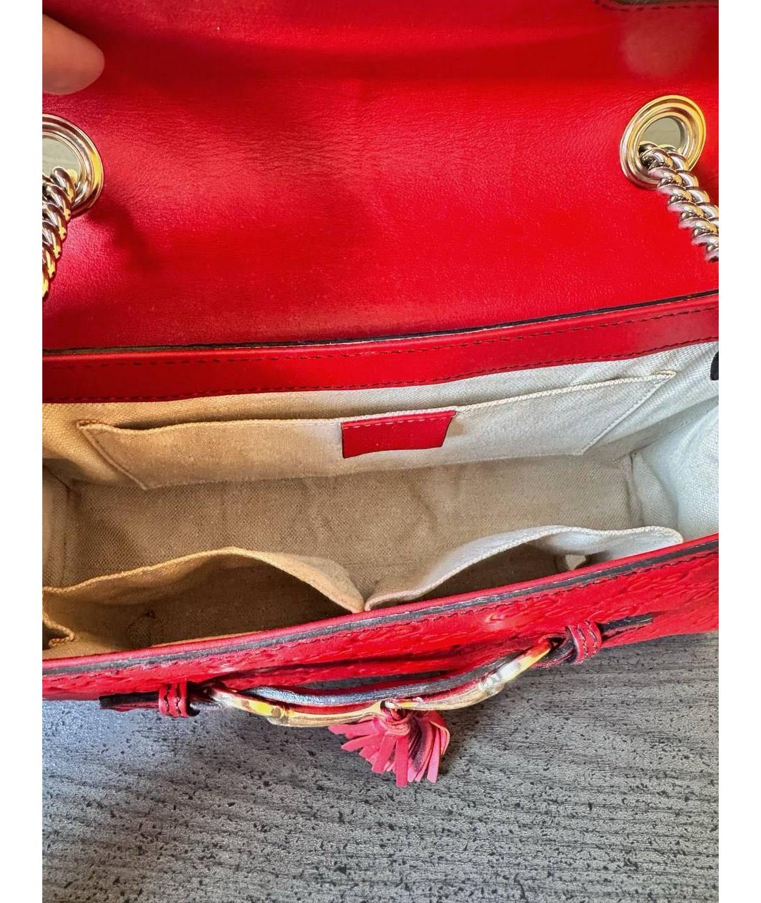 GUCCI Красная кожаная сумка через плечо, фото 4