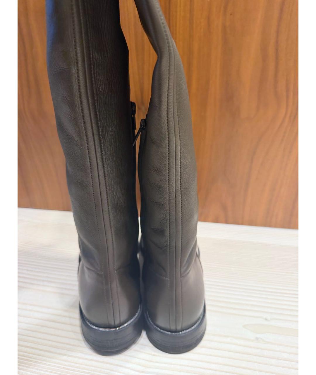 BRUNELLO CUCINELLI Коричневые кожаные ботфорты, фото 3