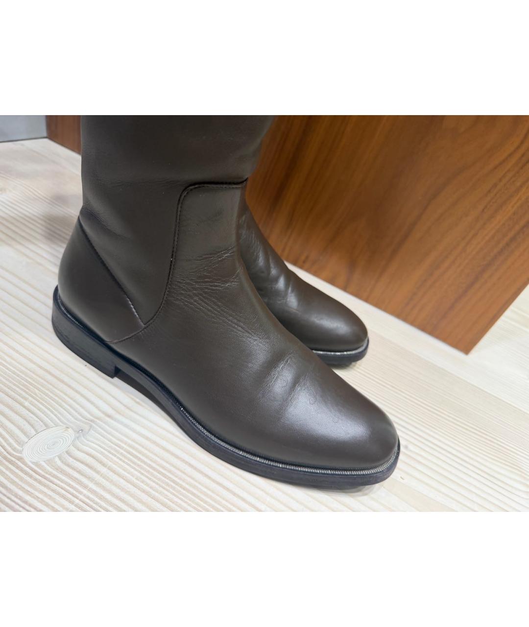 BRUNELLO CUCINELLI Коричневые кожаные ботфорты, фото 4