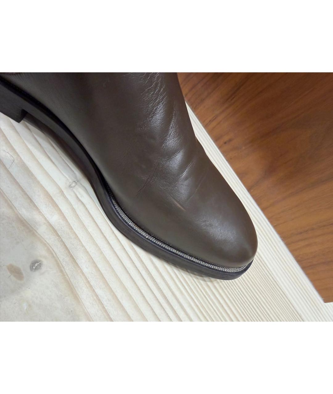 BRUNELLO CUCINELLI Коричневые кожаные ботфорты, фото 5