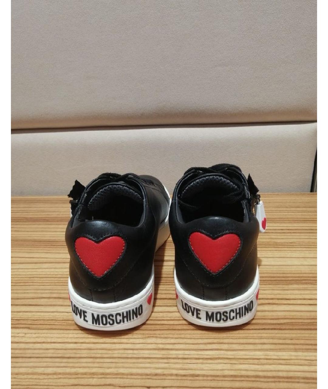 LOVE MOSCHINO Черные кожаные кеды, фото 3