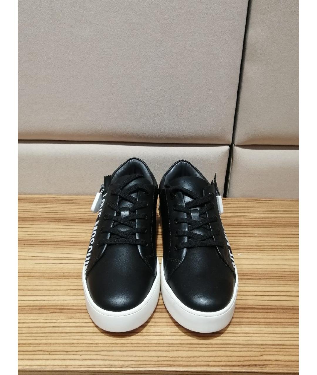 LOVE MOSCHINO Черные кожаные кеды, фото 2