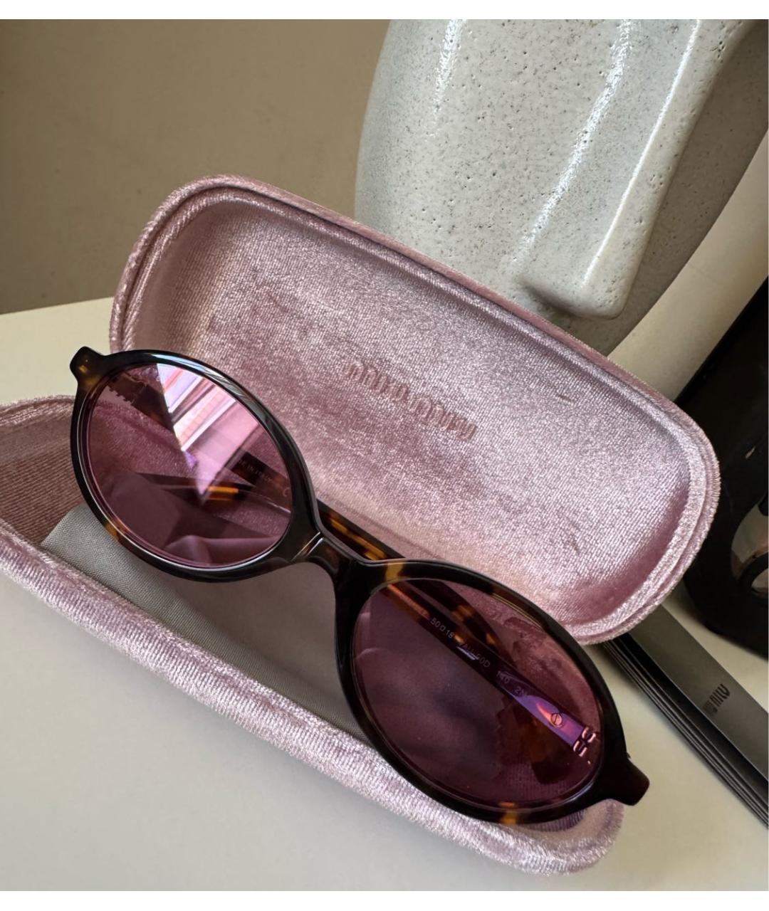 MIU MIU Розовые пластиковые солнцезащитные очки, фото 3