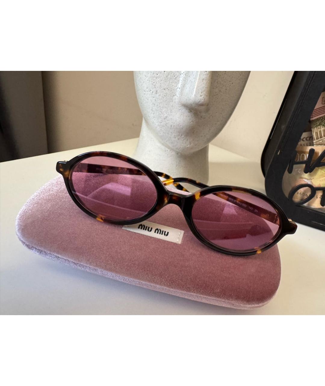 MIU MIU Розовые пластиковые солнцезащитные очки, фото 2