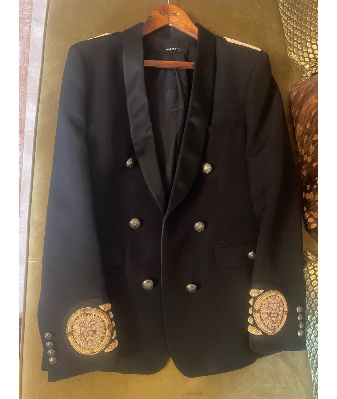 BALMAIN Черный хлопковый пиджак, фото 6