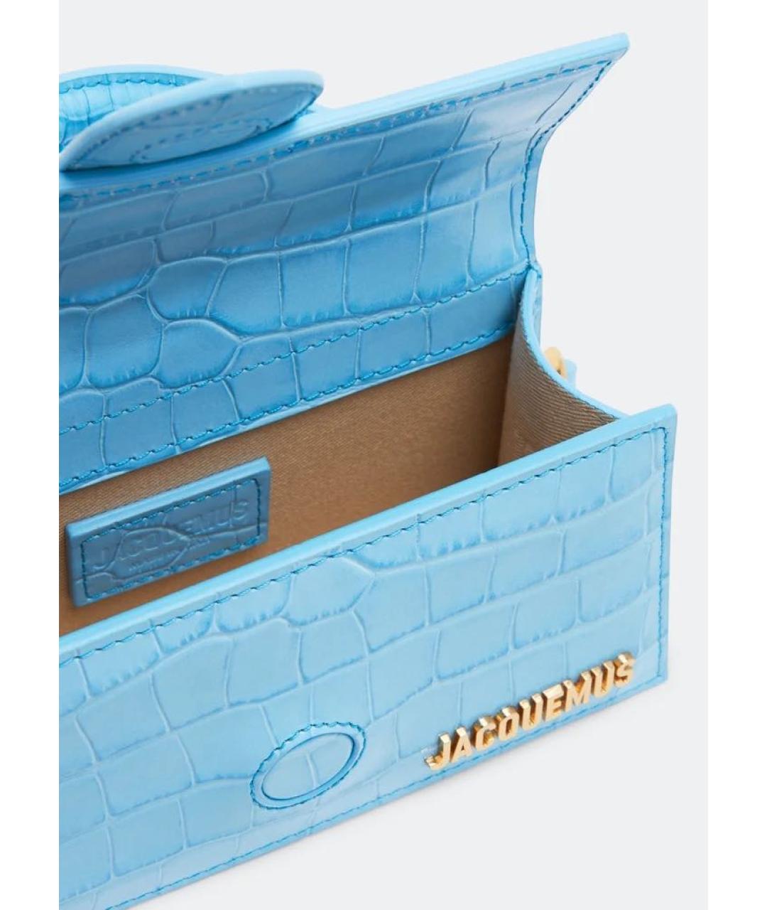 JACQUEMUS Голубая кожаная сумка с короткими ручками, фото 4