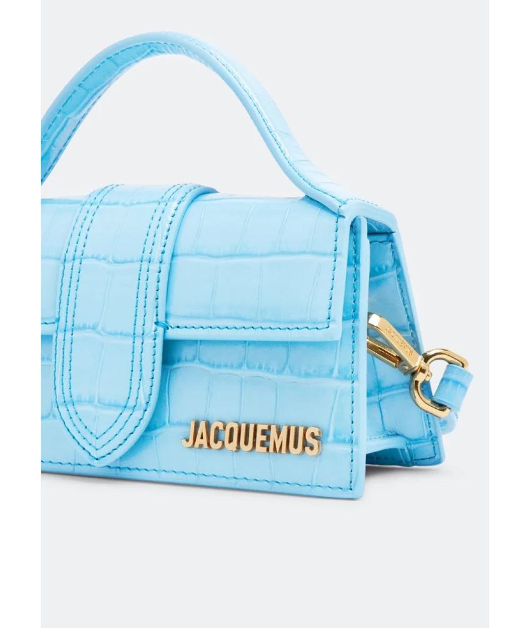 JACQUEMUS Голубая кожаная сумка с короткими ручками, фото 3