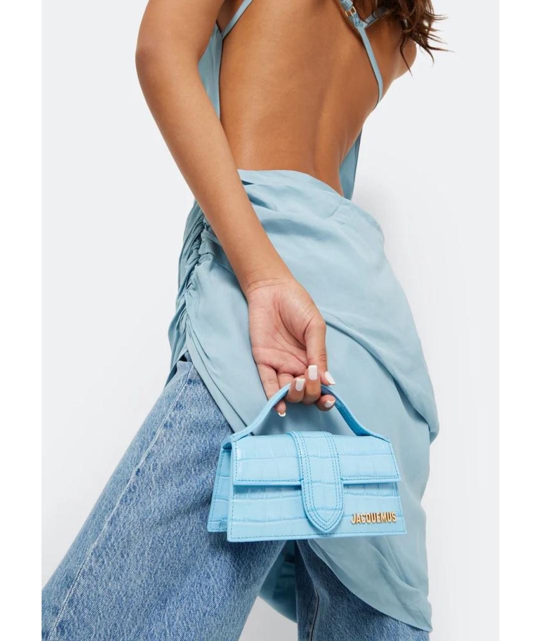 JACQUEMUS Голубая кожаная сумка с короткими ручками, фото 5