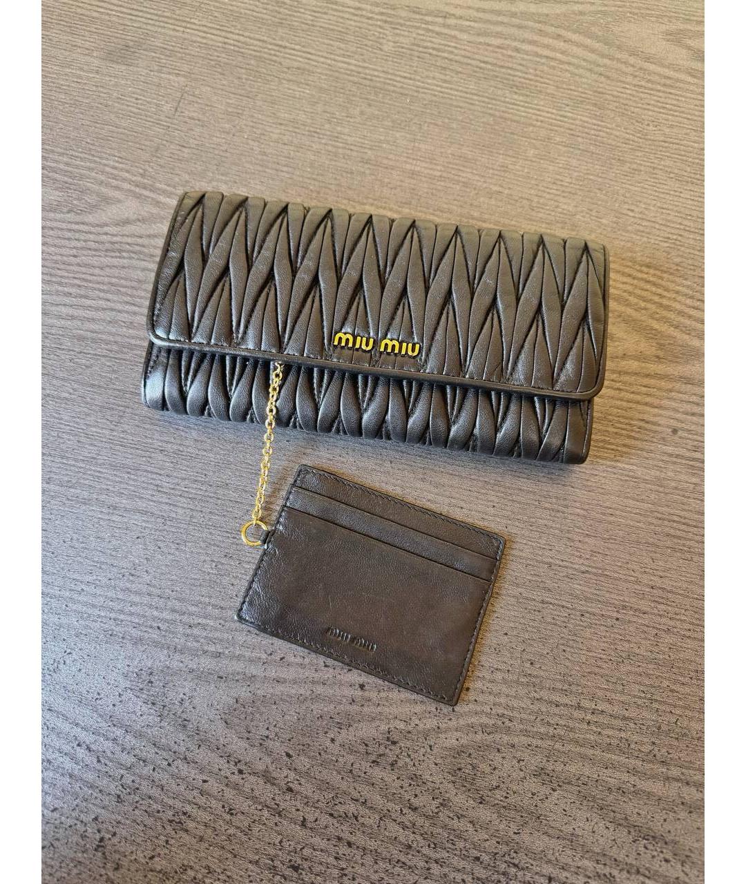 MIU MIU Черный кожаный кошелек, фото 2