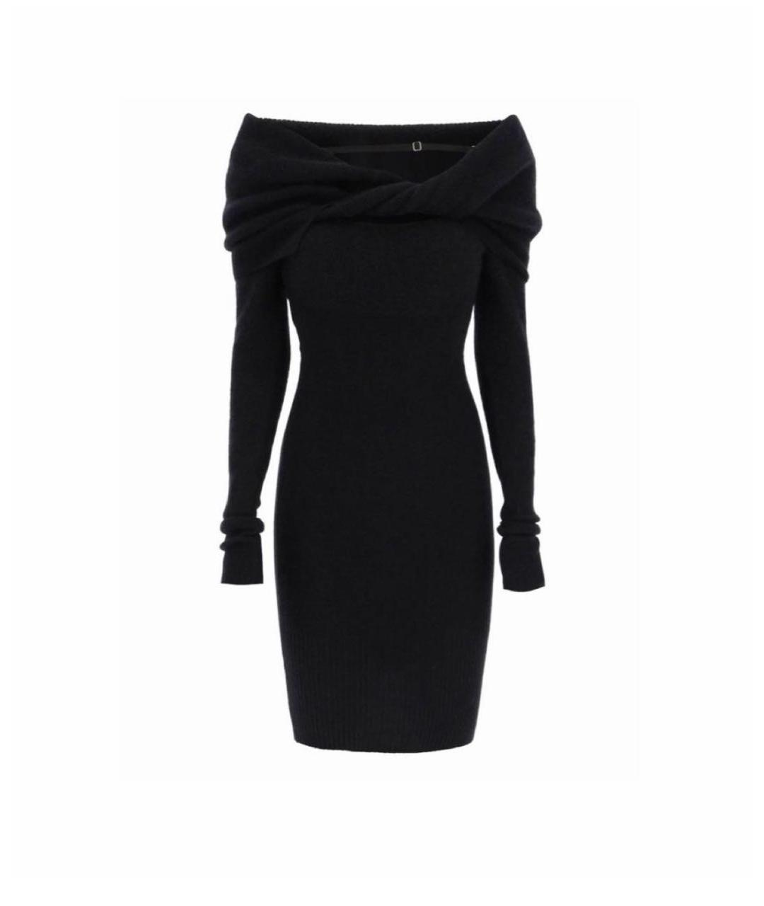 JACQUEMUS Черное шерстяное повседневное платье, фото 4