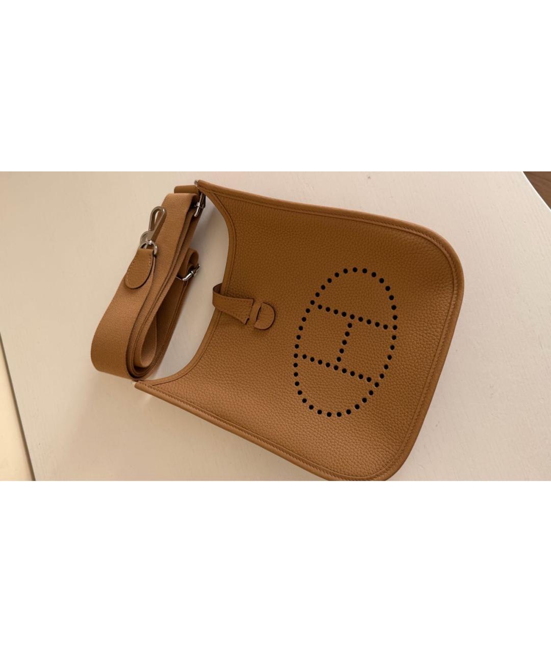 HERMES Бежевая кожаная сумка через плечо, фото 4