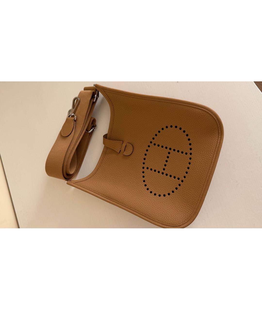 HERMES Бежевая кожаная сумка через плечо, фото 3