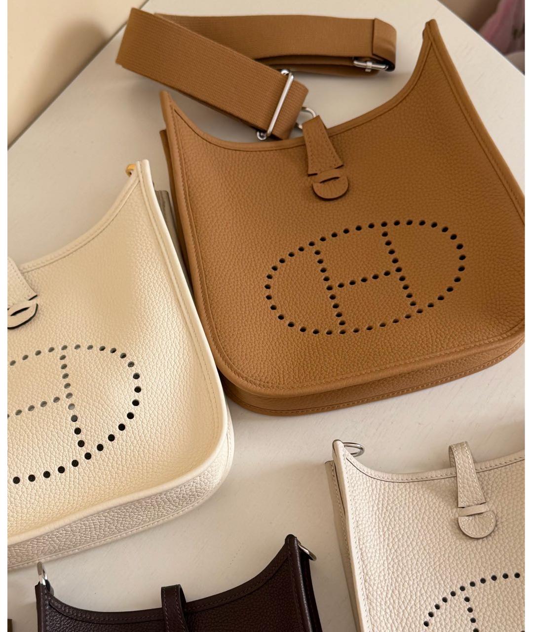 HERMES Бежевая кожаная сумка через плечо, фото 2