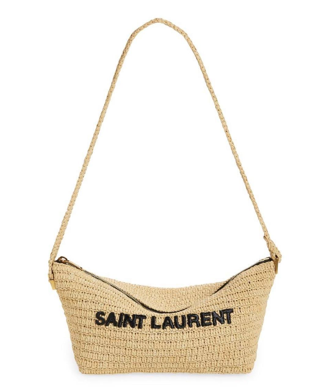 SAINT LAURENT Бежевая пелетеная пляжная сумка, фото 5