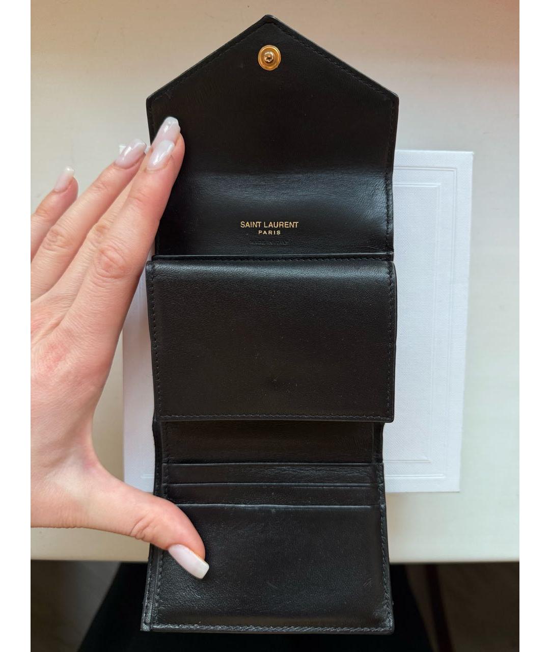 SAINT LAURENT Черный кожаный кошелек, фото 4