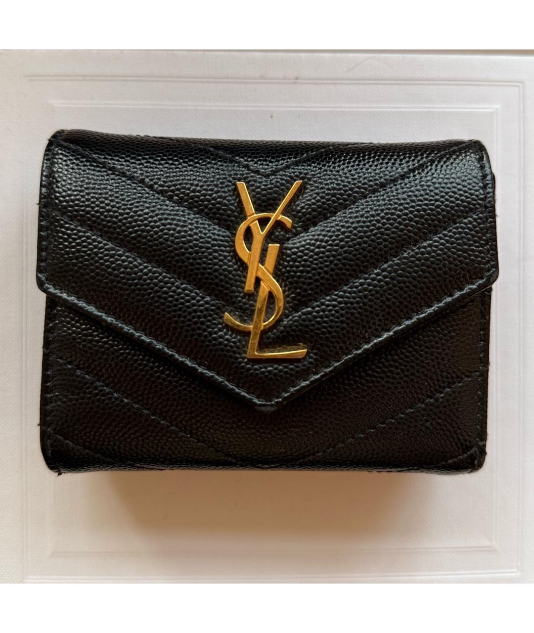 SAINT LAURENT Черный кожаный кошелек, фото 9