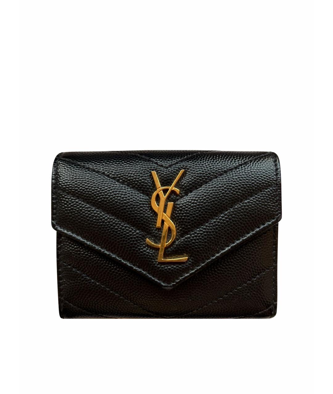 SAINT LAURENT Черный кожаный кошелек, фото 1